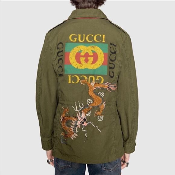 SOLD!!!!!!!!!!!!         Gucci green dragon field jacket, size 50 made in Italy - Picture 10 of 11